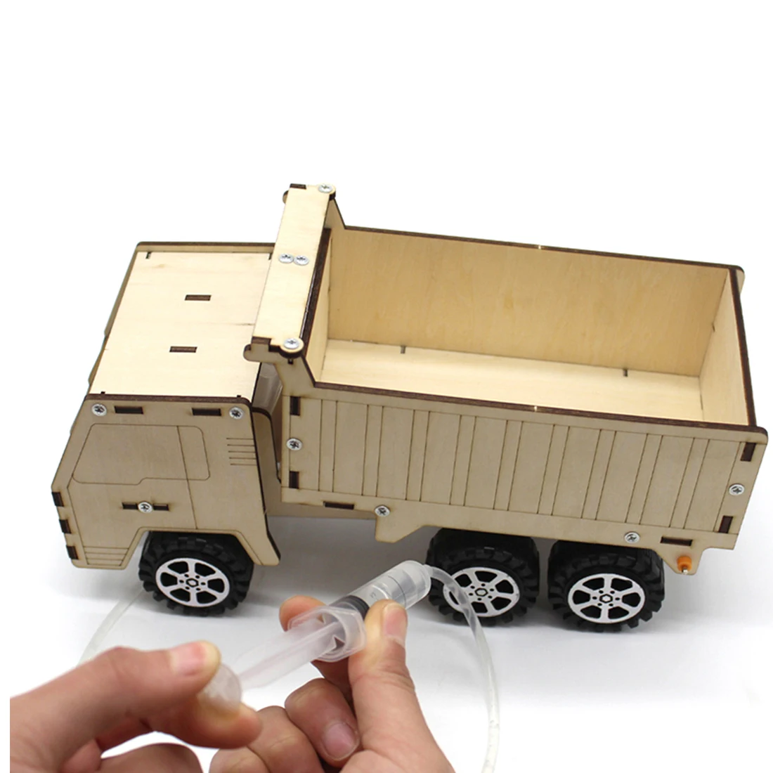 

Assembly Material Hydraulic Lift Dump Vehicle Making Invention Science Experiment Toy Education DIY Wood Paintable Model Car