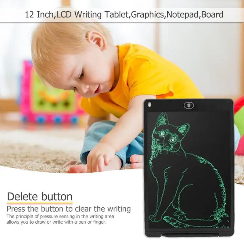 12 дюймов ЖК-планшет цифровой планшет для рисования планшет для рукописного ввода портативный электронный Графический блокнот доска с батареей CR2032