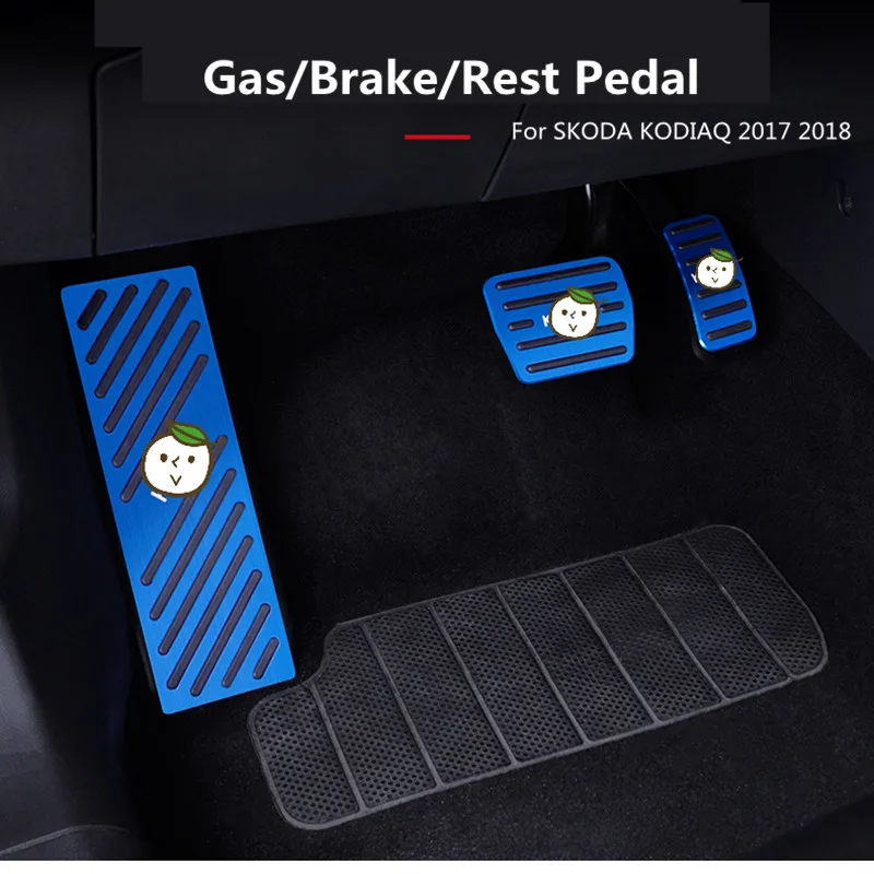 

3Pcs/Set Aluminum Alloy Car Styling Accelerator Gas Brake Rest Pedal For Skoda Kodiaq 2017 2018 Anti-Slip Pedal Pads Covers