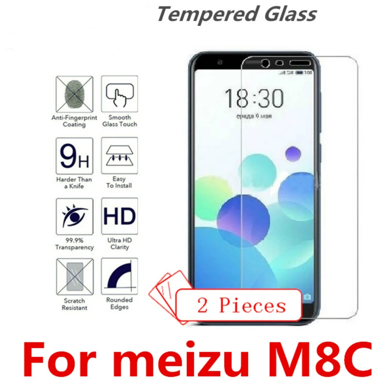 2 шт закаленное стекло для Meizu M8c Шарм Синий 8c экран защитный упрочненный чехол