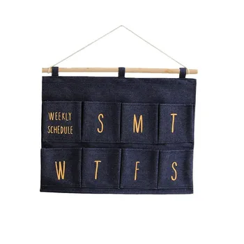 

8-cell Pocket Wall-mounted Wardrobe Hanging Bag Cosmetic Toy Mobile Phone Storage Bag One Week Hanging Organizer