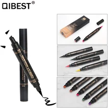 QIBEST цветная 2 в 1 двойная головка штамп крыла печать подводка для глаз быстросохнущая жидкая подводка для глаз противообрастающая подводка для глаз Карандаш Макияж TSLM2