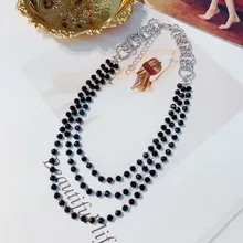 FYUAN – colliers ras du cou 3 couches pour femmes, chaîne en cristal noir, Bijoux de déclaration, cadeaux de fête, nouvelle collection