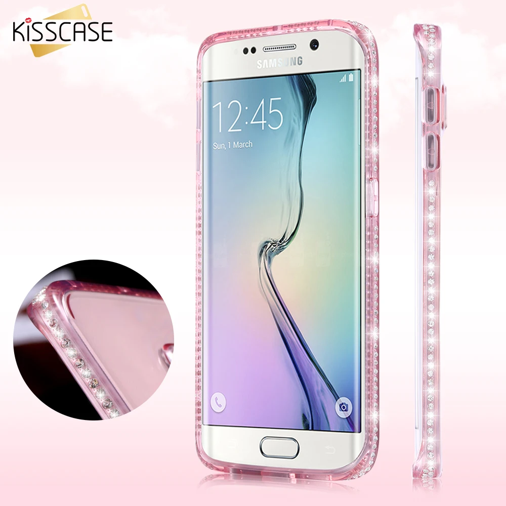 KISSCASE Diamond Phone Case For Samsung Galaxy S8 S7 Edge Bling Girly Glitter Soft Silicone Plus Back Cover |