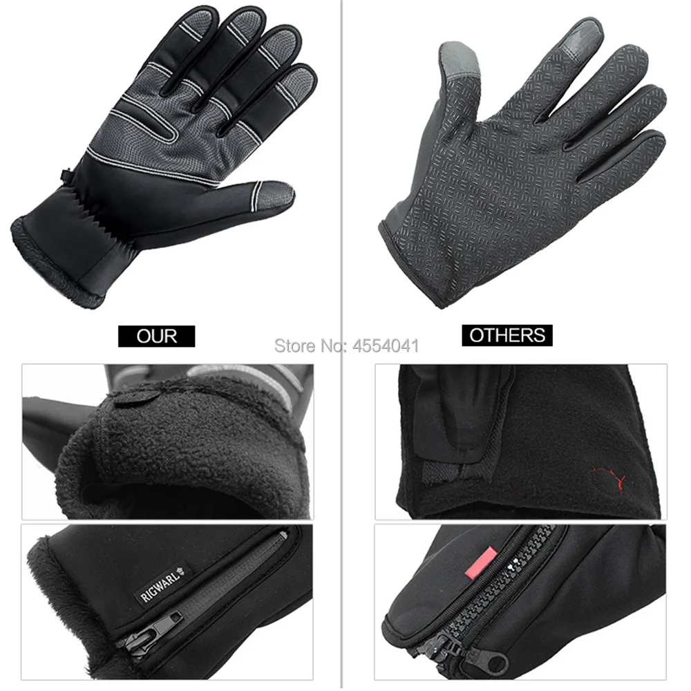 Ветрозащитные и водонепроницаемые перчатки для верховой езды для мужчин и женщин зимой с теплой молнией и бархатными лыжными перчатками