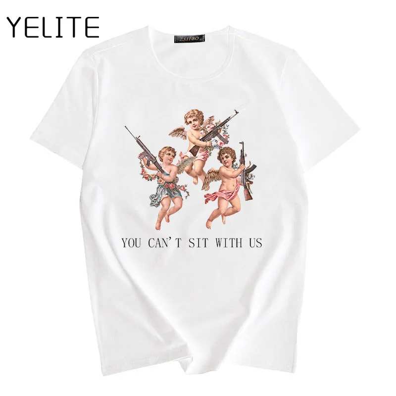 

Three Angels Summer Women's Fashion Large Size Loose Harajuku Casual Fun T Shirt Cartoon Letter Print tops Short Sleeves tshirt