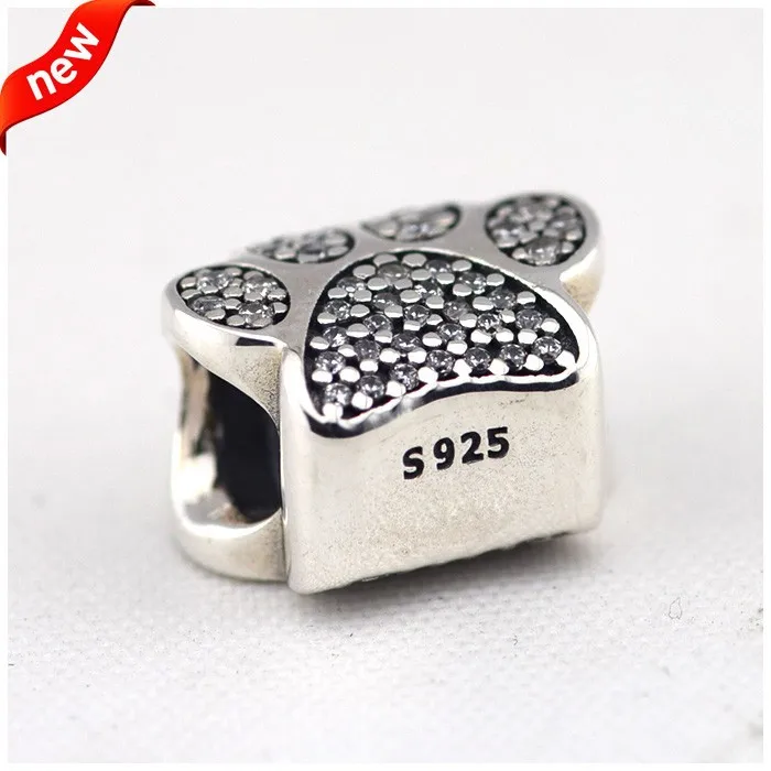 Real 925 Sterling Silver Original Paw Prints Charm Fits Pandora Bracelets Charms Beads for Women DIY Jewelry Wholesale kralen