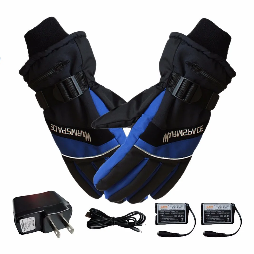 Elétricas à Prova Aquecidas a Bateria para Motocicleta Transporte da Gota Par de Inverno Mais Quente Luvas Térmicas Dwaterproof Água Esqui 1 Usb Mão