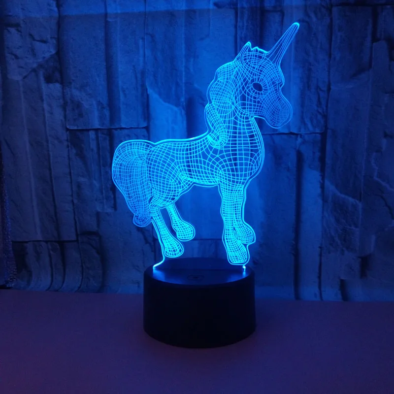YIMIA Novelty Gift USB 7 Colors Changing Mini Unicorn Horse Model LED Night Light 3D Table Desk Touch Lamp Children | Освещение
