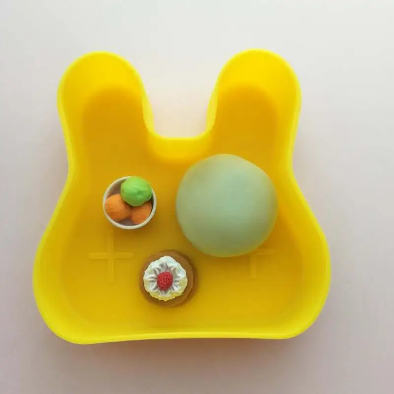 Силиконовые Материал детская столовая тарелка здоровья прекрасный кролик Форма обед удобно носить тарелки для фруктов детская тарелка