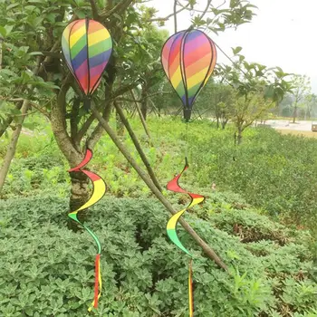 

Hot Air Balloon Wind Spinner Yard Garden Decor Decorative Stakes Outdoor Rainbow Sequins Color Windsock Striped Wind Spinners