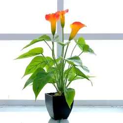 Искусственные цветы поддельные горшка Калла Лили антуриум искусственный бонсай искусственное Горшечное растение орнамент украшение дома