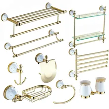 Золотой полированный латунный и Алмазный настенный набор аксессуаров для ванной комнаты вешалка для полотенец Полка для полотенец крючок держатель для бумаги