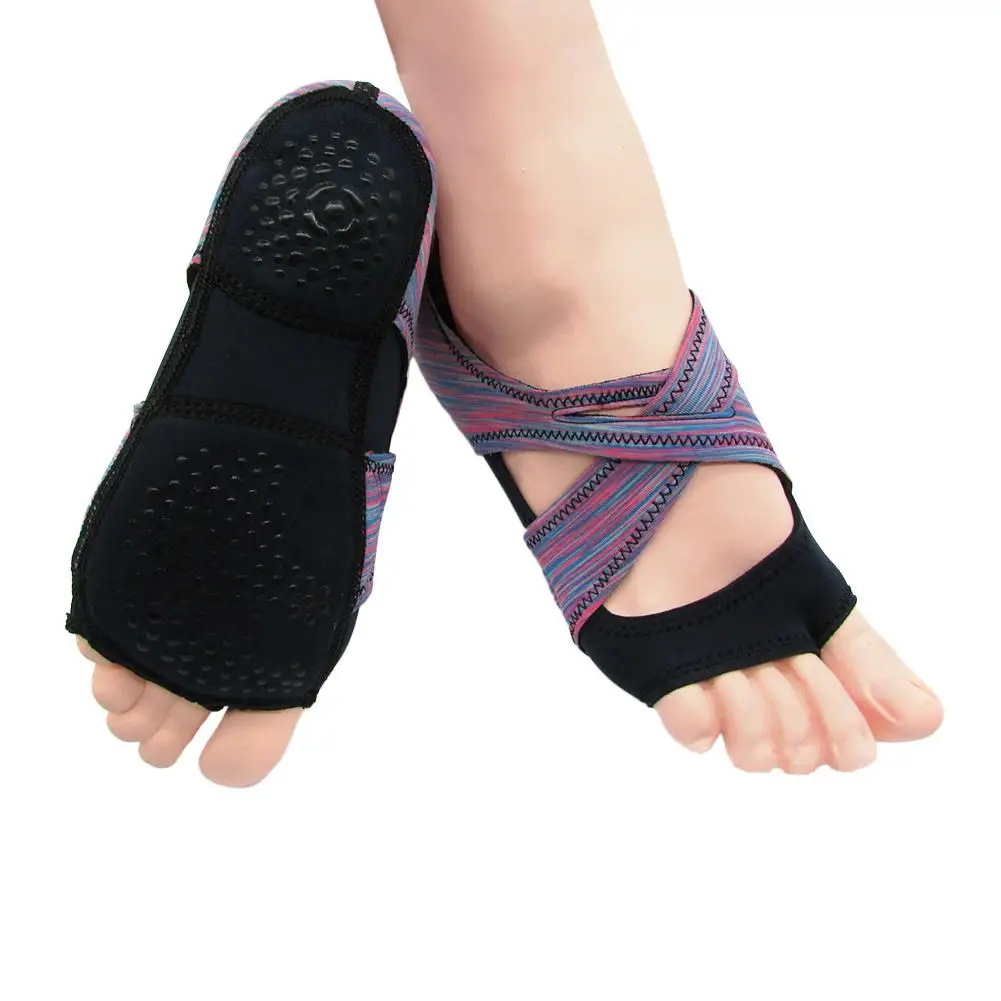 

Aerial Yoga Socks Fitness Strappy Dance Shoes Fingerless Non-slip Pilates Socks Adult Yoga Shoes Toe Socks