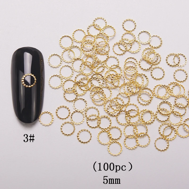 HNUIX 100 шт 3d дизайн ногтей deco Серебряный Мини японский золотой сплав полые заклепки инструменты kawaii круг ногтей