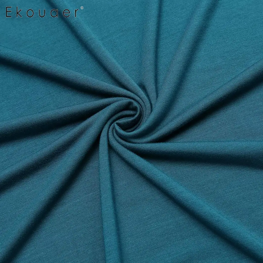Ekouaer сексуальная ночная рубашка для женщин модная с круглым вырезом на