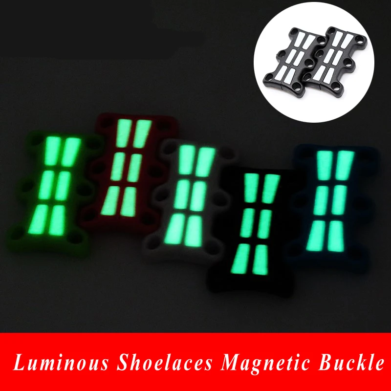 

1 Pair Shoelaces Luminous Magnetic Buckles Closure Sneaker Shoes Magnet Buckles Glowing Shoelace Buckle No-Tie for Shoe Laces