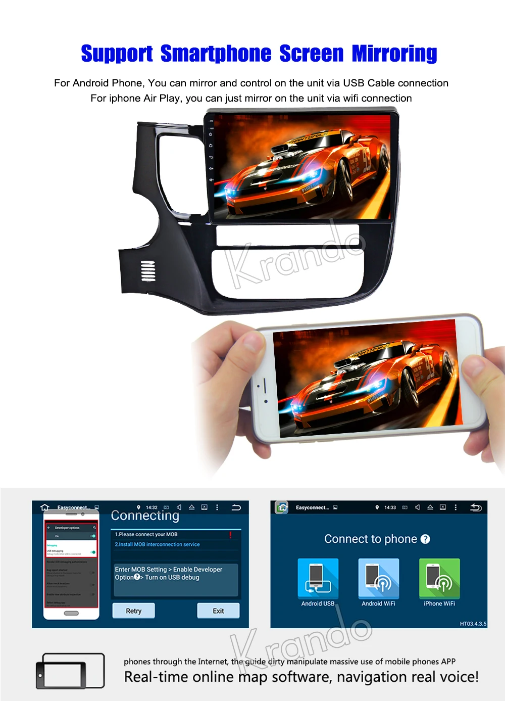 Flash Deal Krando Android 8.1 10.1" IPS Full touch car multimedia player for MITSUBISHI Outlander 2014- 2017 GPS navigation system BT 4
