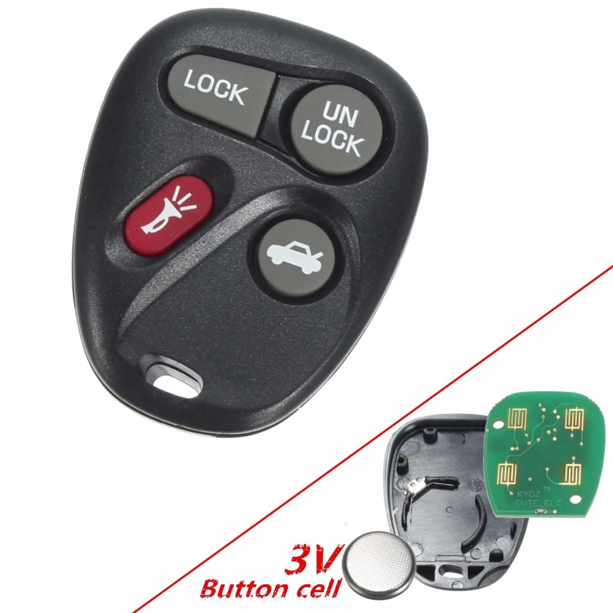 

4 Button Keyless Entry Remote Key Alarm Transmitter Replacement For Chevrolet /Impala /Monte /Carlo /Pontiac /Grand /Prix