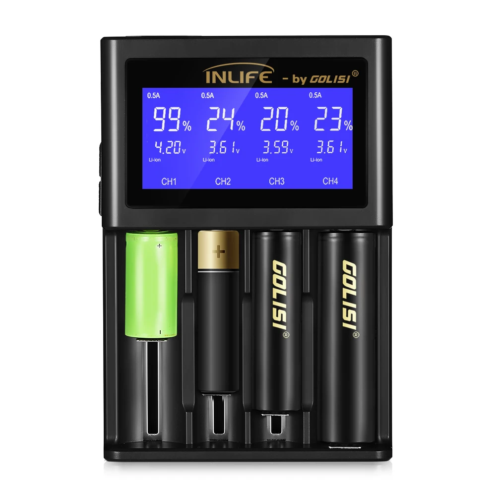 

Inlife S4 Smart Battery Charger Screen Rechargeable Lithium-Ion / NiMH / NiCd LCD Display Tool Parts With Durable Springs
