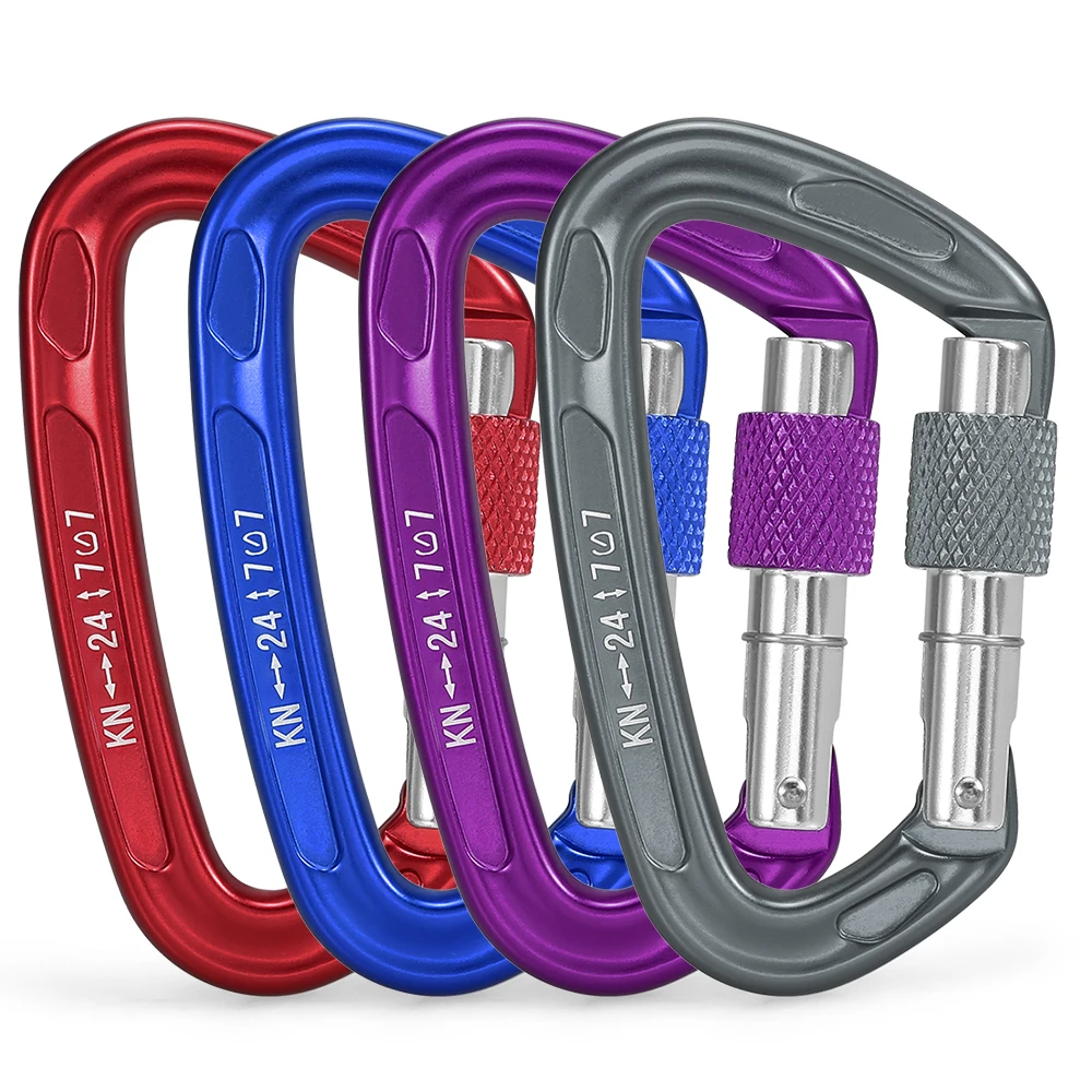 24KN Screw Carabiner Heavy Duty Climbing Carabiners D shape Climbing