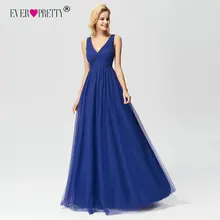 Новое поступление выпускных платьев Ever Pretty EZ07645 элегантное ТРАПЕЦИЕВИДНОЕ ПЛАТЬЕ С v-образным вырезом из тюля ярко-синий длинный вечерние платья Vestido De Graduacion