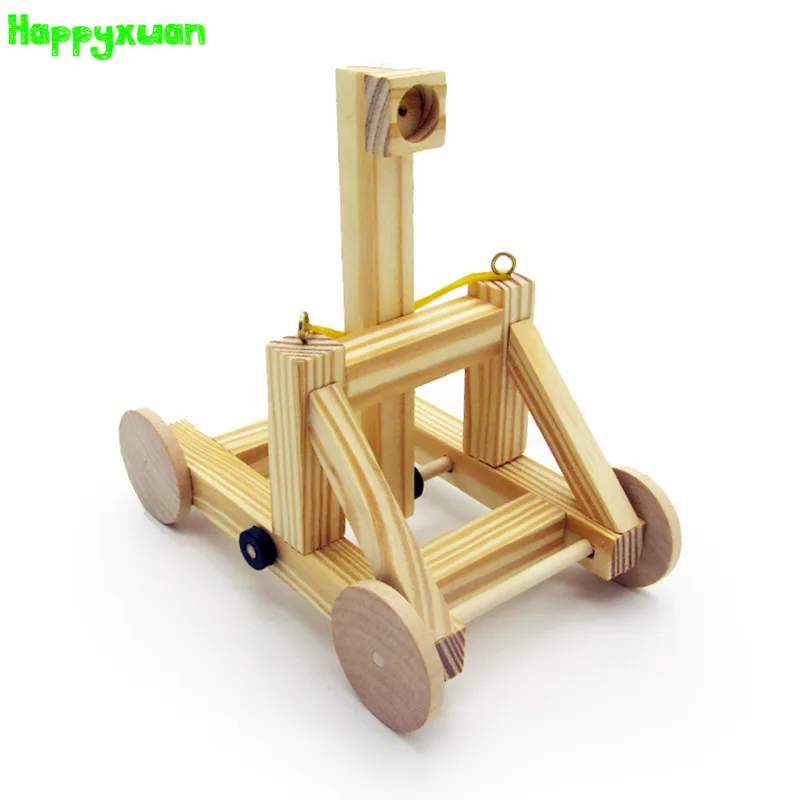 Happyxuan DIY Catapult Model Wood Assemble Innovation Creative STEM