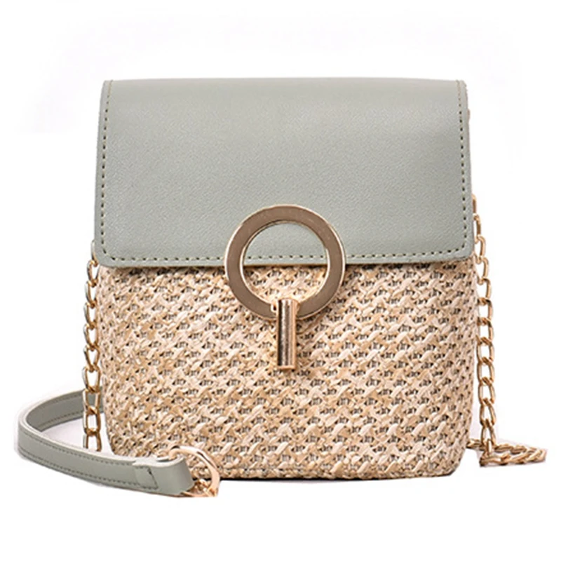 

Straw Shoulder Bag Flip Bag Lady Handbag Female Retro Beach Rattan Bag Chain