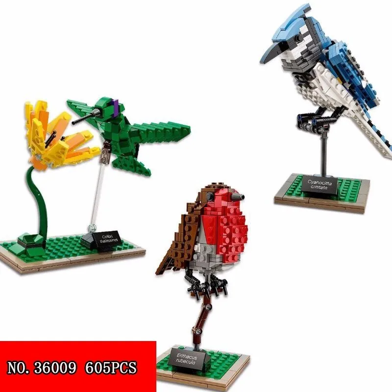 

New Block 36009 Series Engraved Birds Fragrance Of Flowers Insert Assembling Plastic Block Oxyphylla Children Toys 605pcs