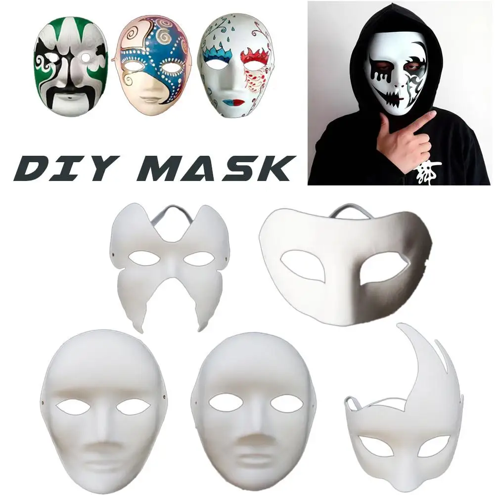 

Thickened DIY Environmentally Friendly Paper Pulp Mask Halloween Dance Party Blank Hand-painted Mask