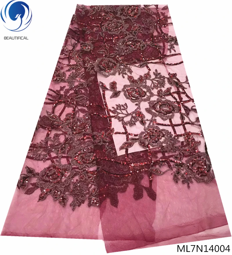 

Beautifical french net lace fabrics with sequins 2019 new arrival sequin tulle laces shiny fabrics dress 5yards/lot ML7N140