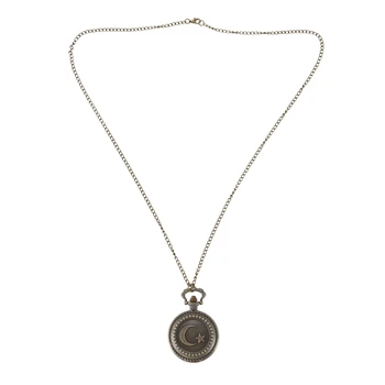

Moon Star Pocket Watch Bronze Turkey Flag Back Flower Pattern Quartz Pendant Clock Holiday Gift Pocket Watch