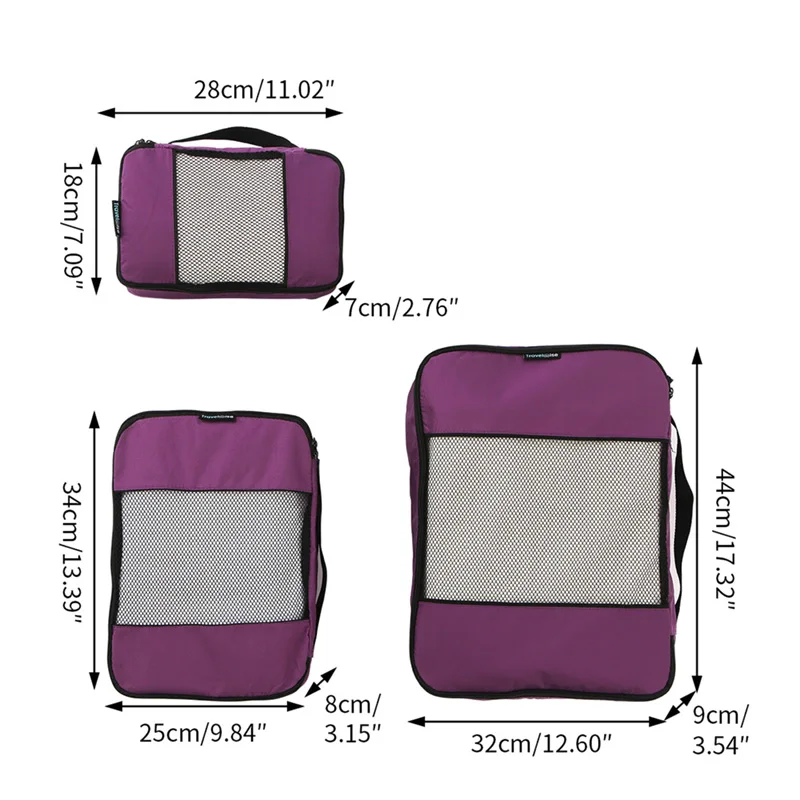 ORZ 3 PCS Travel Storage Bag Wardrobe Closet Clothes Toy Organizer Bag Durable Weekender Luggage Organizer Set Storage Case