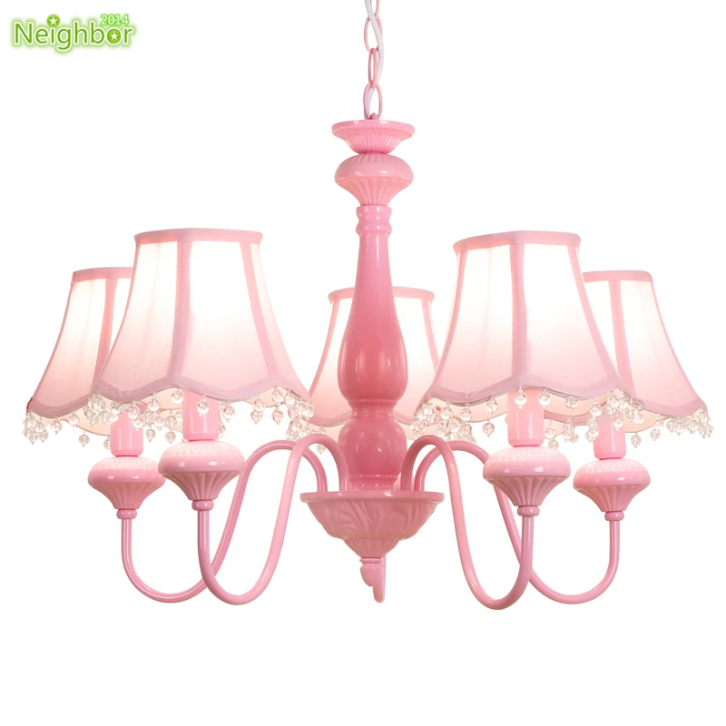 

modern classic Iron lamp pink color E14 candle light LED chandelier lighting fixture for living room girl bedroom kids room