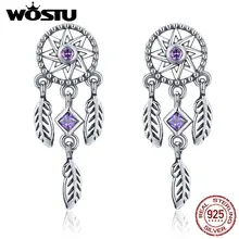 Женские серьги-гвоздики WOSTU из натуральной 925 пробы с Серебряной звездой Ловец снов, оригинальные ювелирные изделия на годовщину,, подарок CQE502