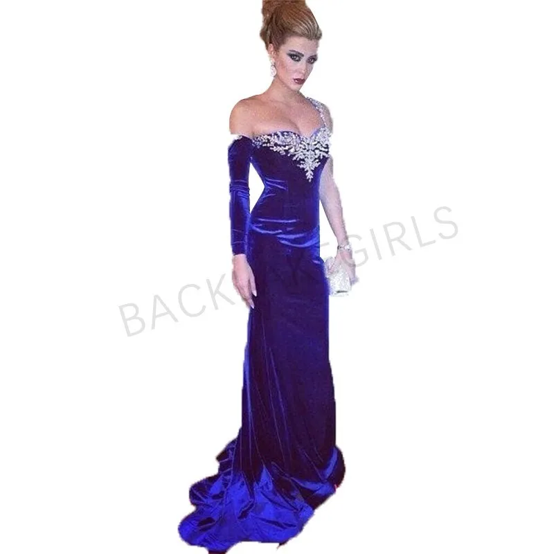Mermaid Evening Gowns 2019 Sexy One-Shoulder Elegant Dresses Long Velour with Beaded Robe De Soiree Prom Party | Свадьбы и торжества