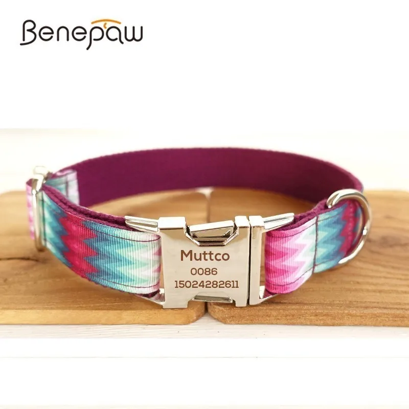 Benepaw High end Print Nylon Pet Dog Collar Metal Buckle Small Puppy