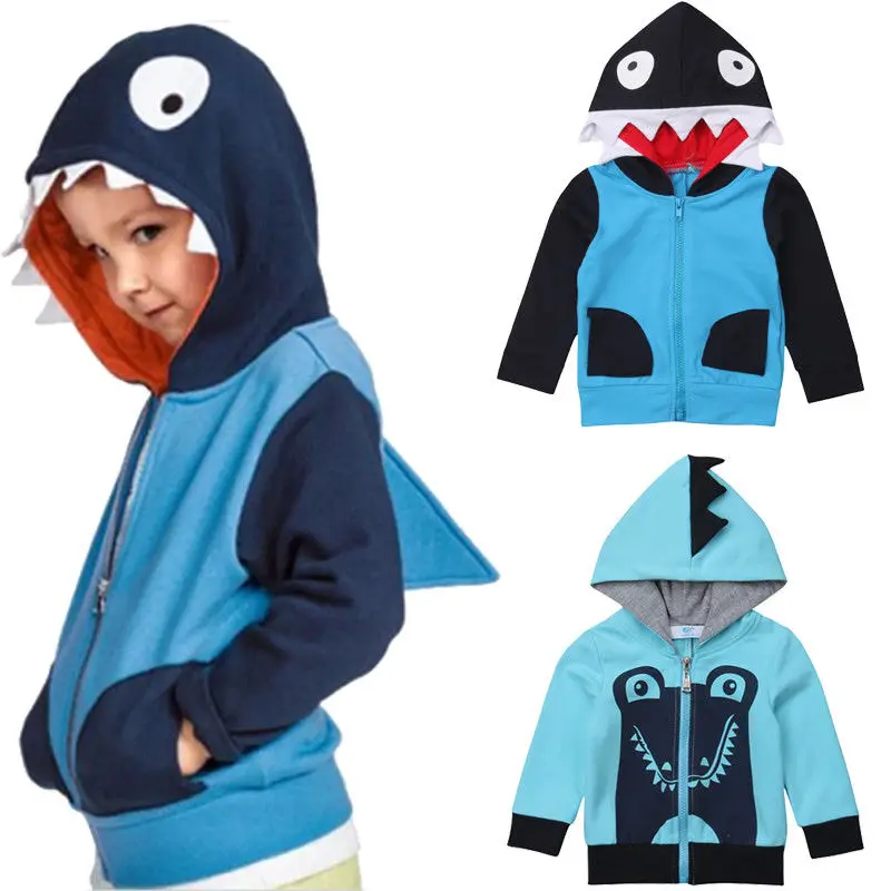 

Toddler Kids Boys Hooded Jacket Shark Zip Up Costume Outerwear Coat Warm Winter Autumn Clothes Outfits