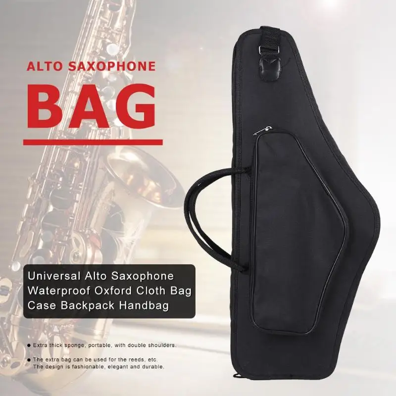 

Universal Alto Saxophone Waterproof Oxford Cloth Bag Case Backpack Handbag with double shoulders elegant and durable Black