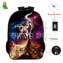 Pokemon Go Arceus/Dialga/Palkia/Giratina рюкзаки многофункциональные usb зарядка школьные сумки для подростков повседневный рюкзак для ноутбука