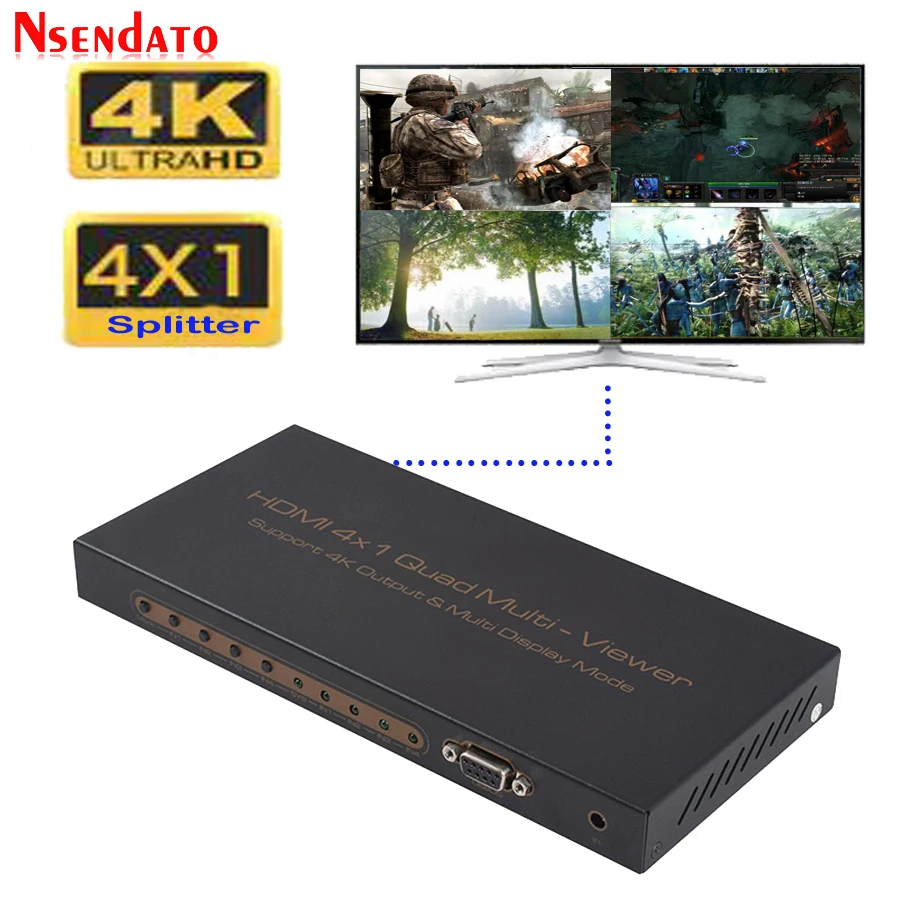 4 In 1 out 4K HDMI Splitter 4x1 Quad multi-viewer HD schermo segmentazione interruttore senza soluzione di continuità con controllo IR RS232 per HDTV DVD PS3