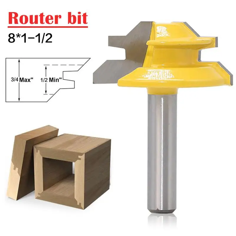 1Pc 45 Degree Lock Miter font b Router b font Bit 8 1 1 2 Inch