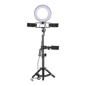

3000-6000K 6 Inch LED Ring Light 3 Light Modes & Dimmable Brightness with Wireless Remote Control Tripod 3 Cell Phone Holders