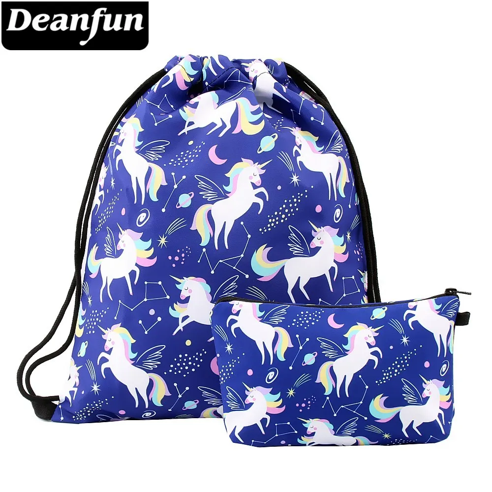 Deanfun пространство Единорог Drawstring рюкзак Печать Спортивная Сумка путешествия водонепроницаемый рюкзаки школьные рюкзаки для девочек дропшиппинг