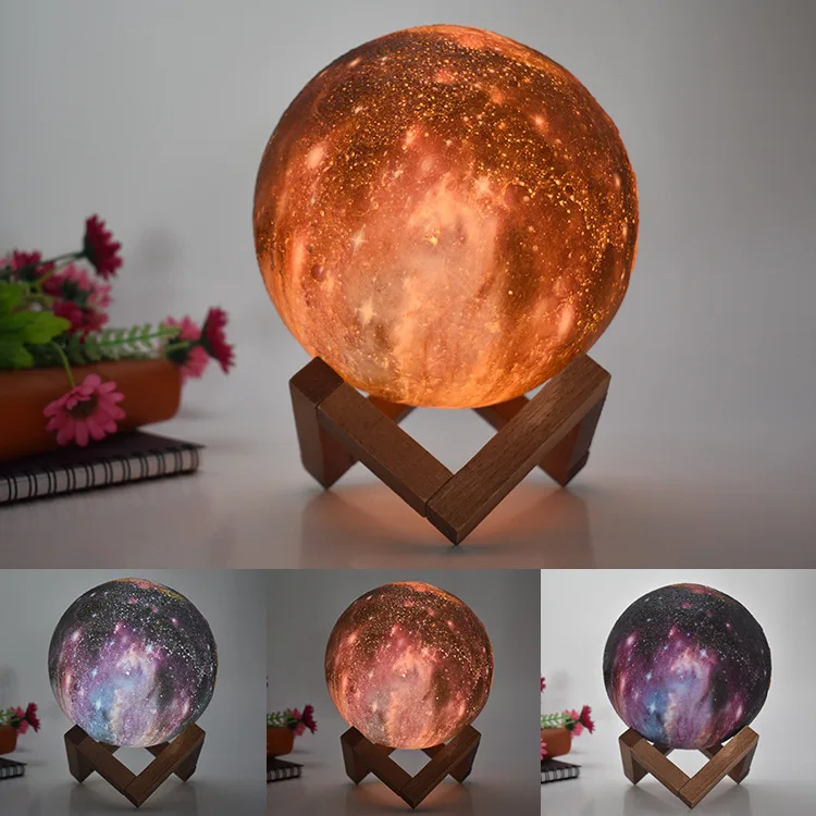

New Dropship 3D Print Moon Lamp Colorful Change Touch Usb Led Night Light Home Decor Creative Gift