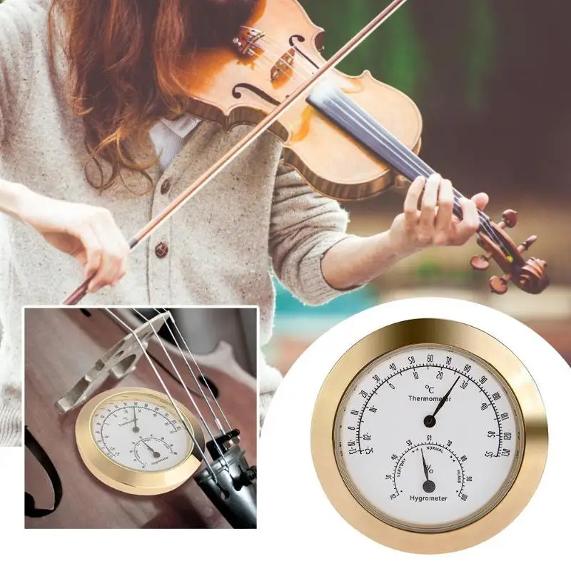 

Hilitand Round Thermometer Hygrometer Humidity Temperature Meter for Violin Guitar Case Instrument Care Monitoring Meter Tool