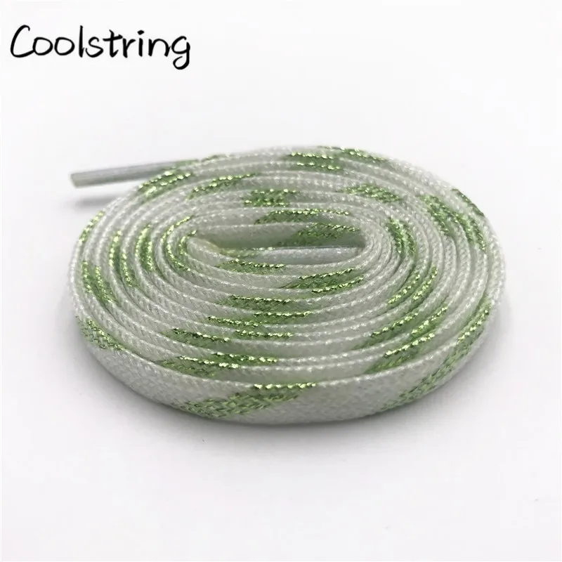 Coolstring 7mm Double Layer Shinning Colorful Glitter Shoelaces Long Shoe Laces White Black Red Gold Silver Shoestring 60-180cm