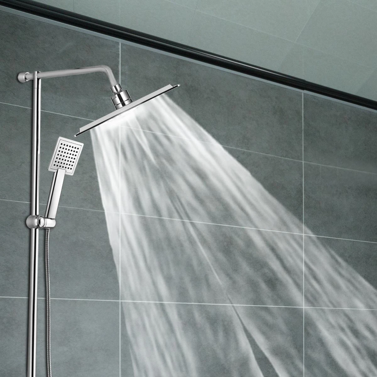 12 Inch Stainless Steel Rainfall Shower Head Ultra Thin Chrome Finished Bathroom Shower Head Square Type Modern Bathroom Tool Shower Heads Aliexpress