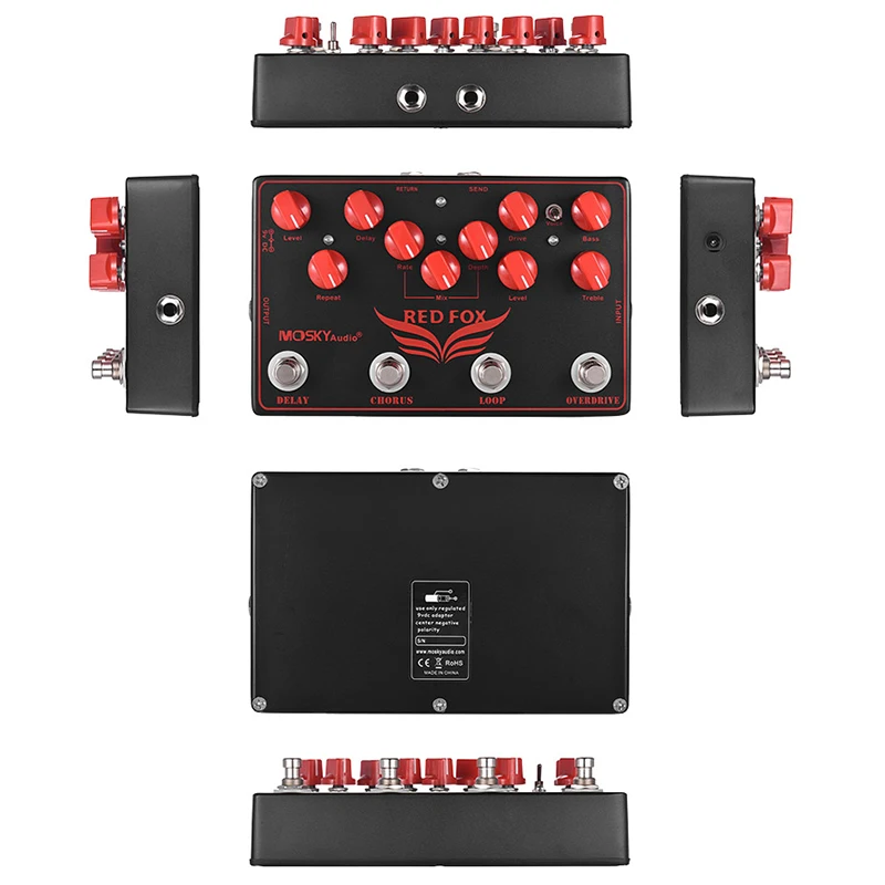 BMDT-MOSKY RED FOX 4-in-1 Electric Guitar Effects Pedal Delay + Chorus + Loop + Overdrive Guitar Pedal Guitar Accessories BMDT-MOSKY RED FOX 4-in-1 Electric Guitar Effects Pedal Delay + Chorus + Loop + Overdrive Guitar Pedal Guitar Accessories