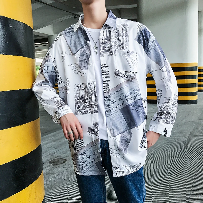 

2019 Long Sleeve men Shirt Casual Tops Hot sale Party Preppy Style mens floral shirts Free shipping